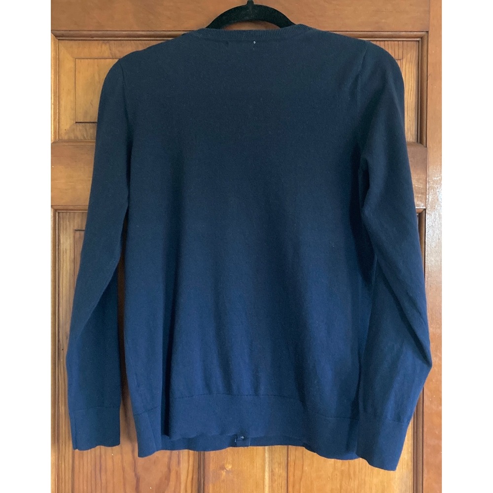 LL Bean Women M Blue Supima Cotton Stretch Button Front Cardigan Sweater Preppy - Picture 2 of 7
